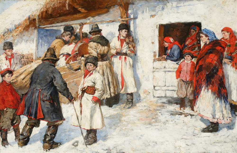 At the entrance to a tavern (1893) - Włodzimierz Tetmajer