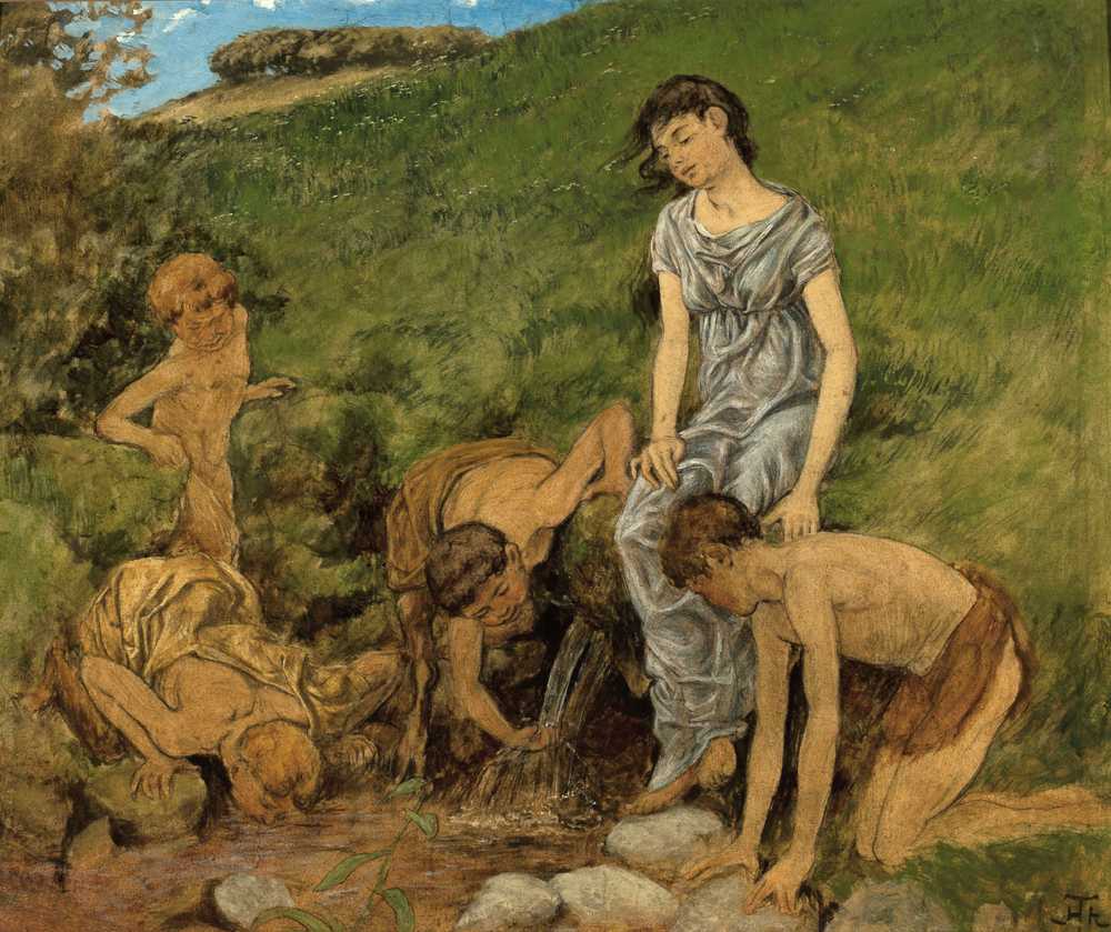 At the spring well - Hans Thoma