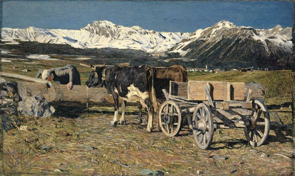 At the Watering Place (Cows in the Yoke) (1888) - Giovanni Segantini