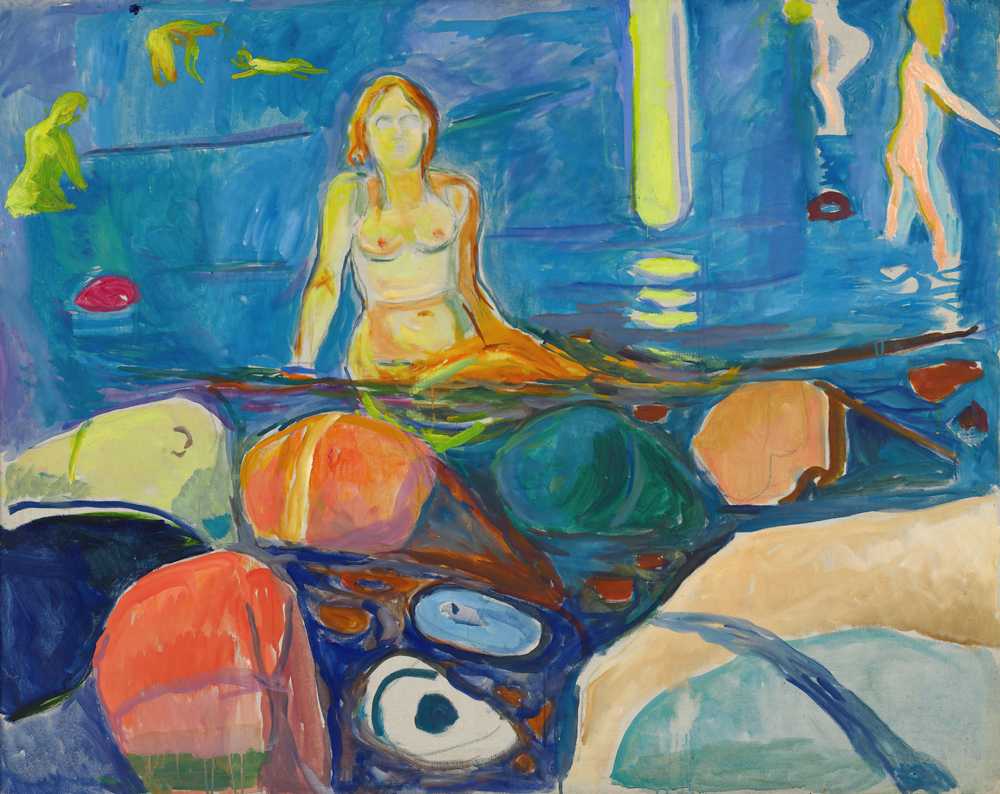 Bathing Woman and Children (1930–1935) - Edward Munch