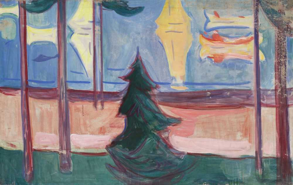 Beach Landscape with Trees and Boats (1905–1906) - Edward Munch