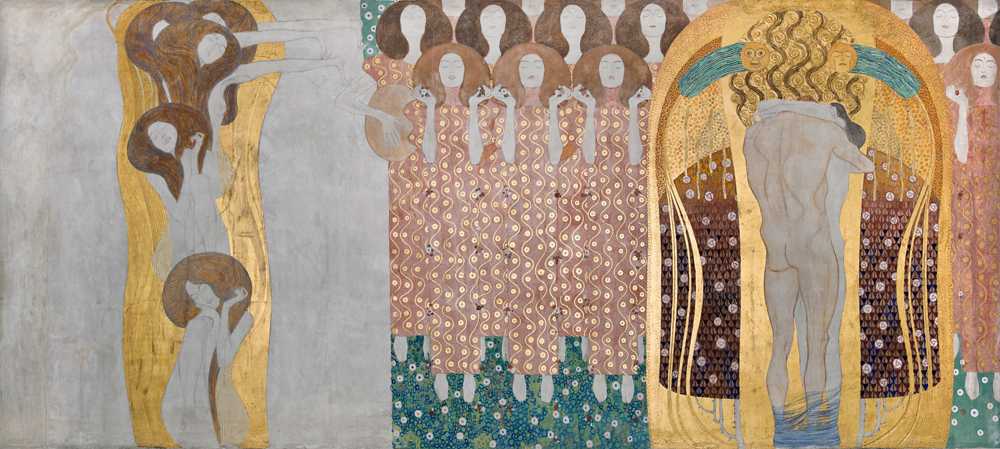 Beethoven Frieze; 'The Arts', 'Paradise Choir' and 'Embrace' (P... - Klimt