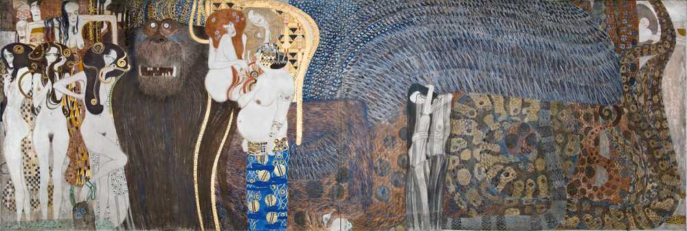 Beethoven Frieze; The hostile forces (panel 1, front wall) (1901) - Klimt
