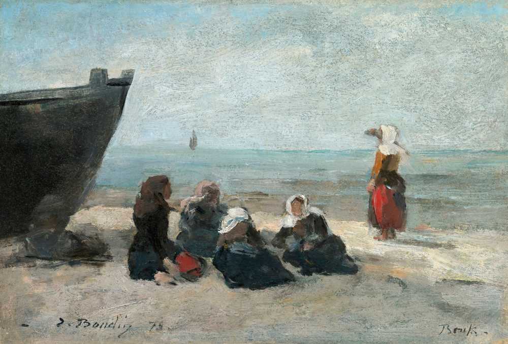 Berk. Fisherwomen Watching The Return Of The Boats (1875) - Eugene Boudin