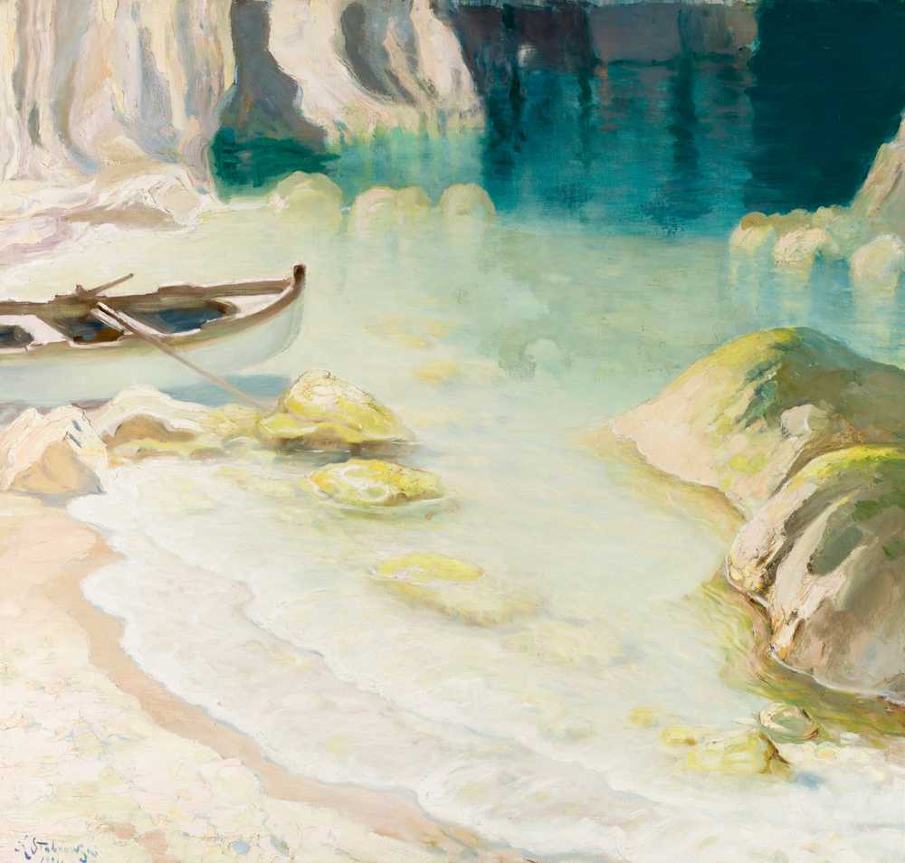Boat at rocky coast (1924) - Kazimierz Stabrowski