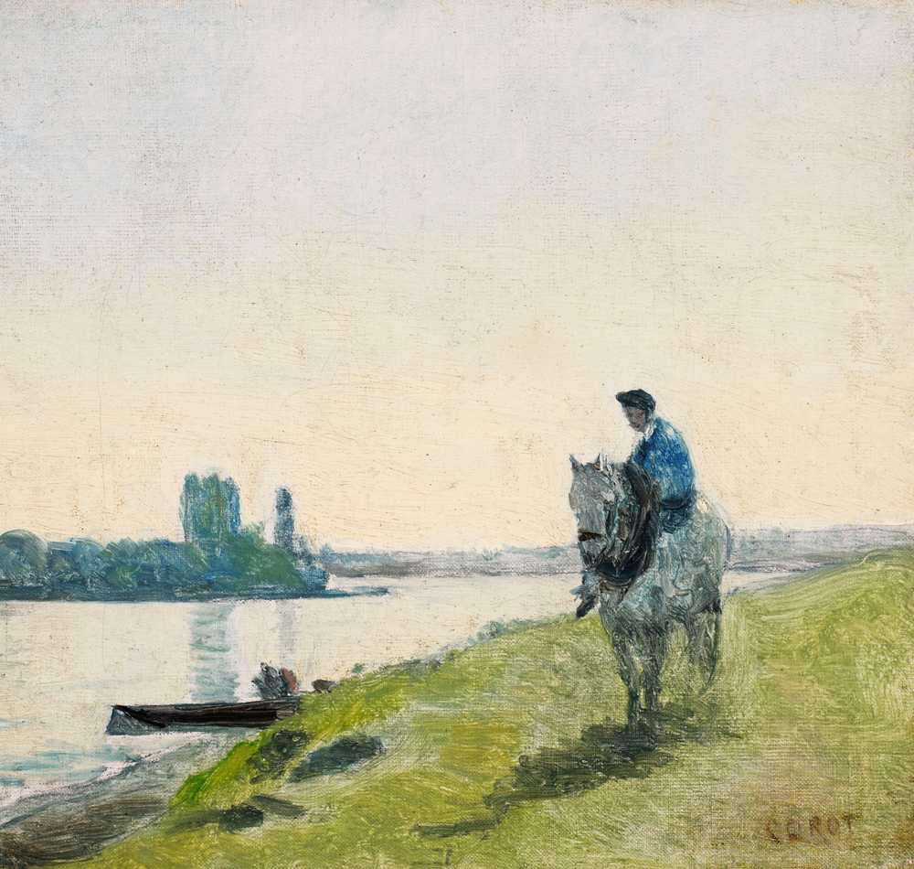 Boat hauler on his horse (circa 1855-60) - Jean Baptiste Camille Corot