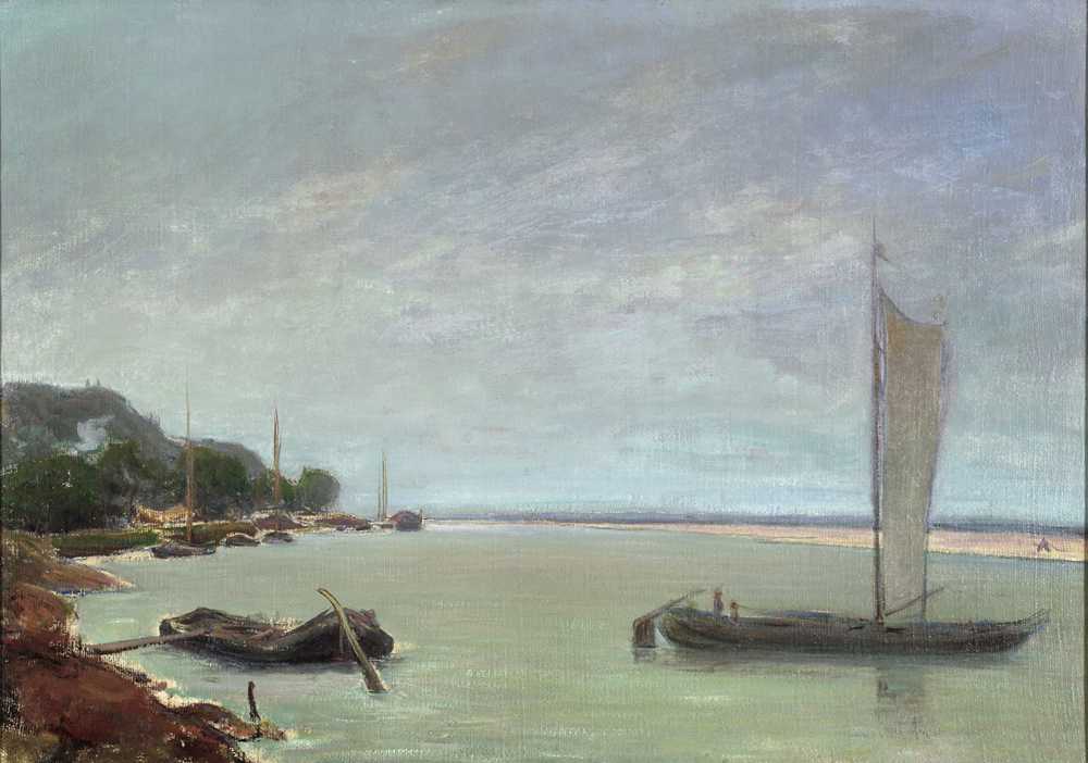 Boat with sails up (circa 1909) - Władysław Ślewiński