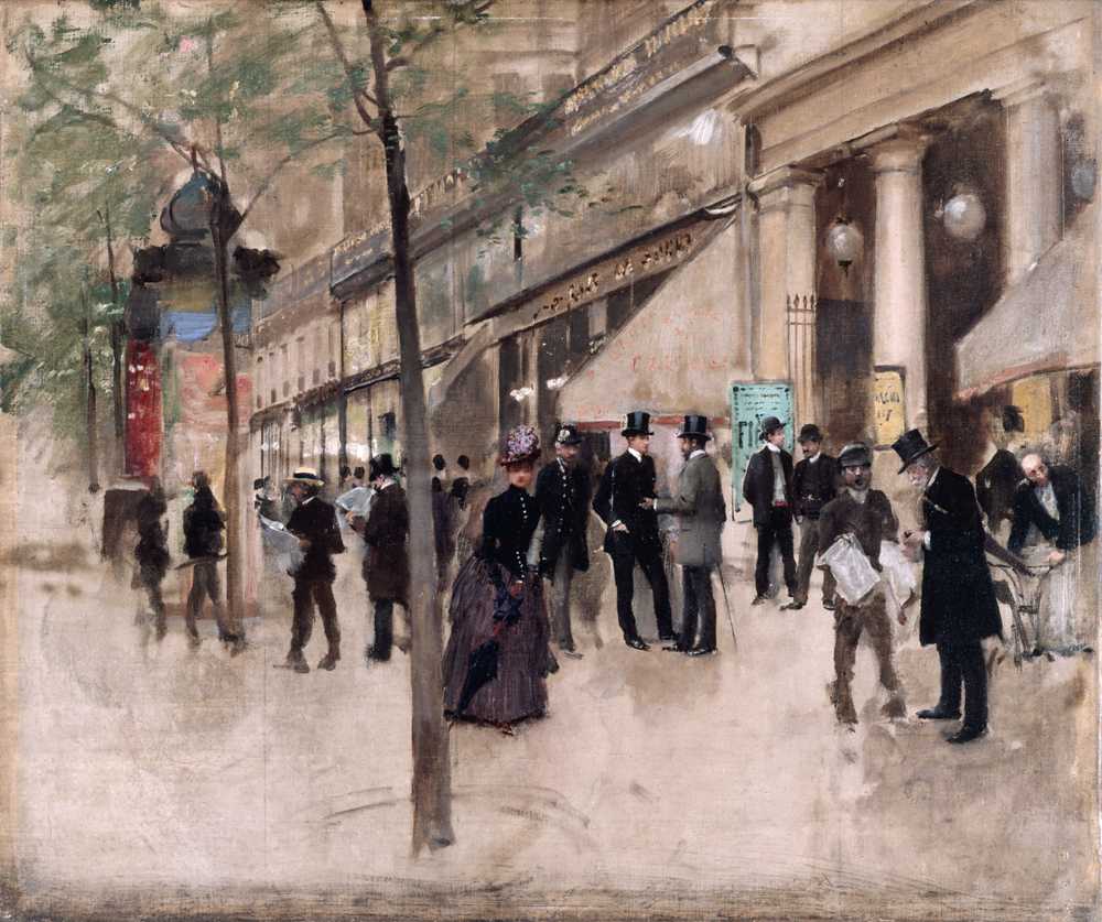 Boulevard Montmartre, in front of the Theatre des Varietes, in the a... - Beraud