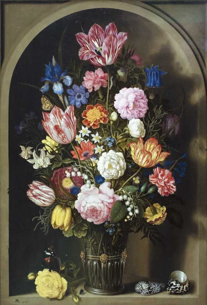 Bouquet Of Flowers In A Stone Niche (1618) - Ambrosius Bosschaert