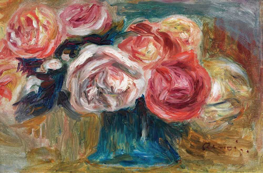 Bouquet Of Roses In A Vase - Auguste Renoir