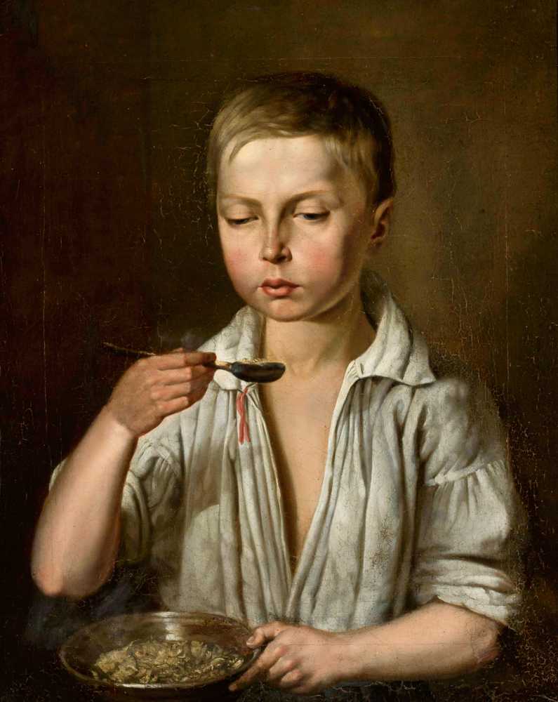 Boy at breakfast (1856) - Józef Simmler