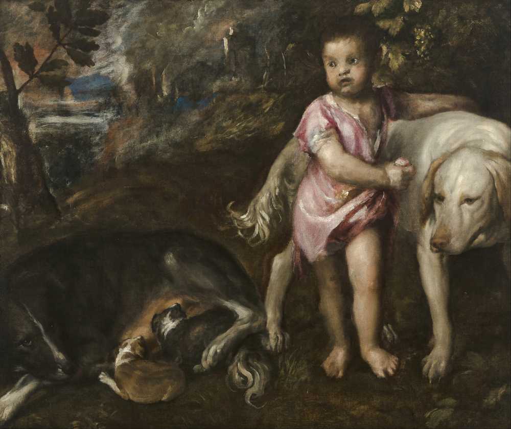 Boy with Dogs in a Landscape (1560s - 1570s) - Titian