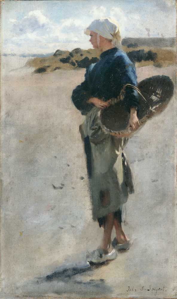 Breton Girl with a Basket, Sketch for ‘Oyster Gatherers of... - Singer-Sargent