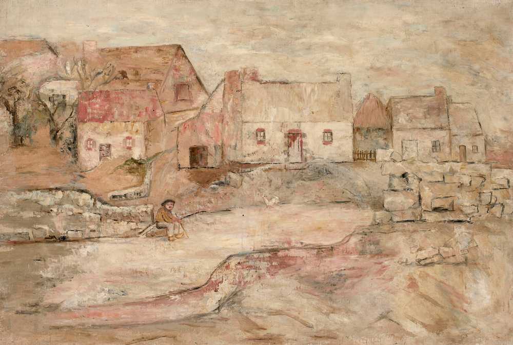 Breton Landscape with a Sitting Man (1924) - Tadeusz Makowski