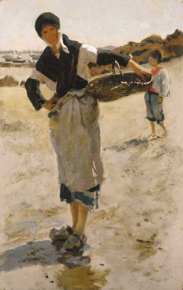 Breton Woman with a Basket, Sketch for ‘Oyster Gatherers o... - Singer-Sargent