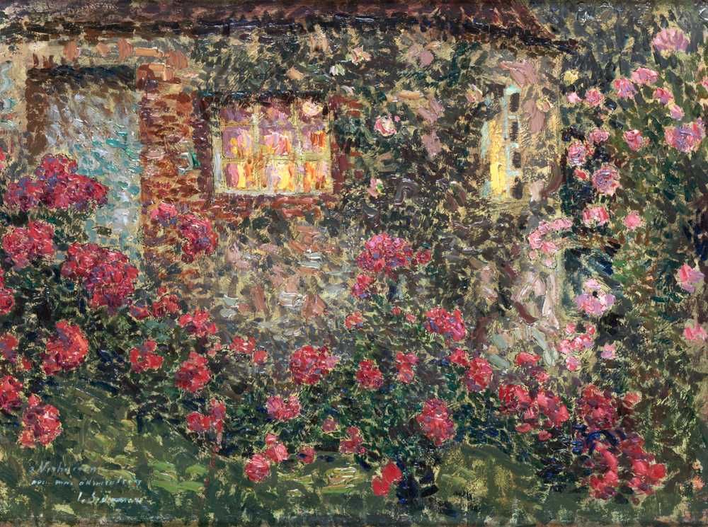 Buitenhuis tussen rozen (1913) - Henri Le Sidaner