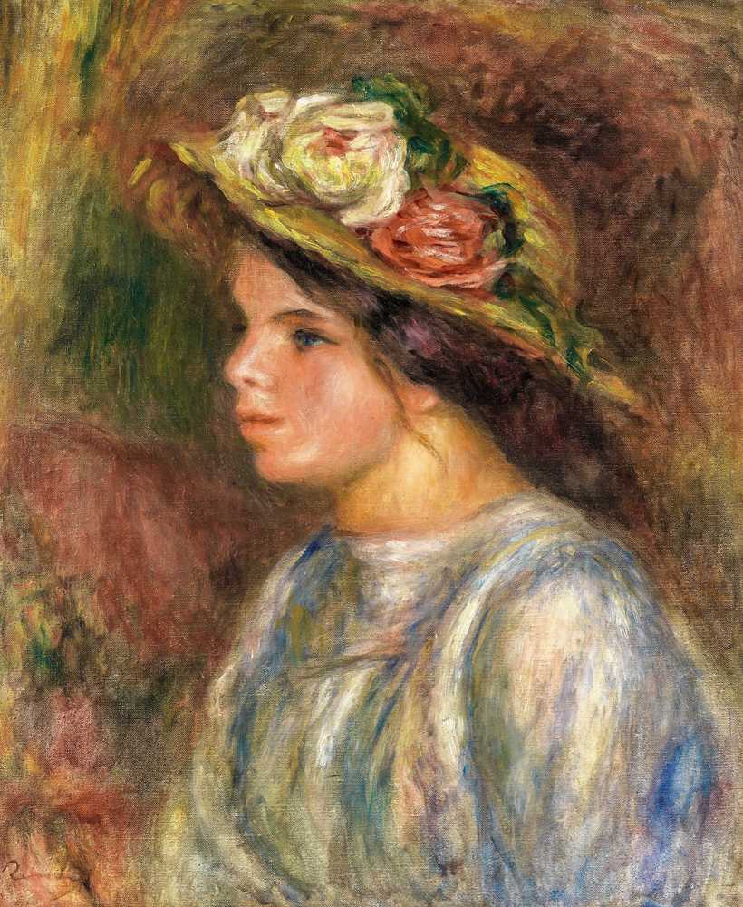 Bust Of Woman, Straw Hat Garnished (circa 1914) - Auguste Renoir