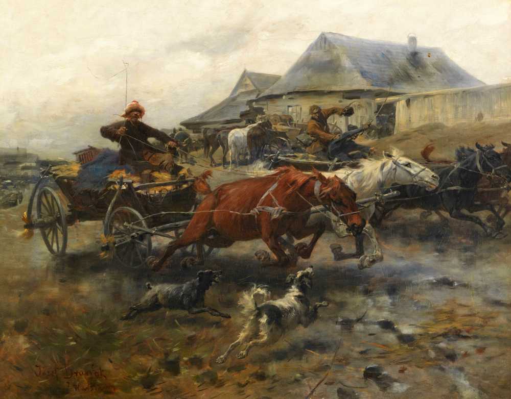 Chasing Wagons (Returning from the Market) (ca. 1905) - Józef Brandt