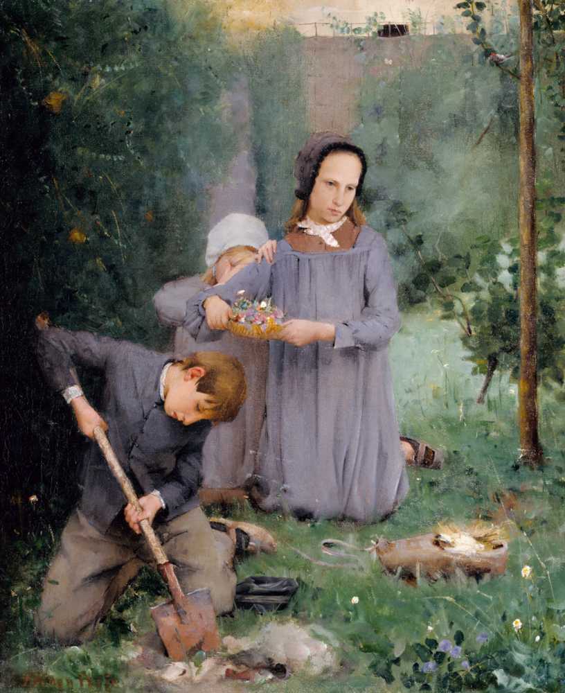 Children Burying a Bird (1878) - Julian Alden Weir