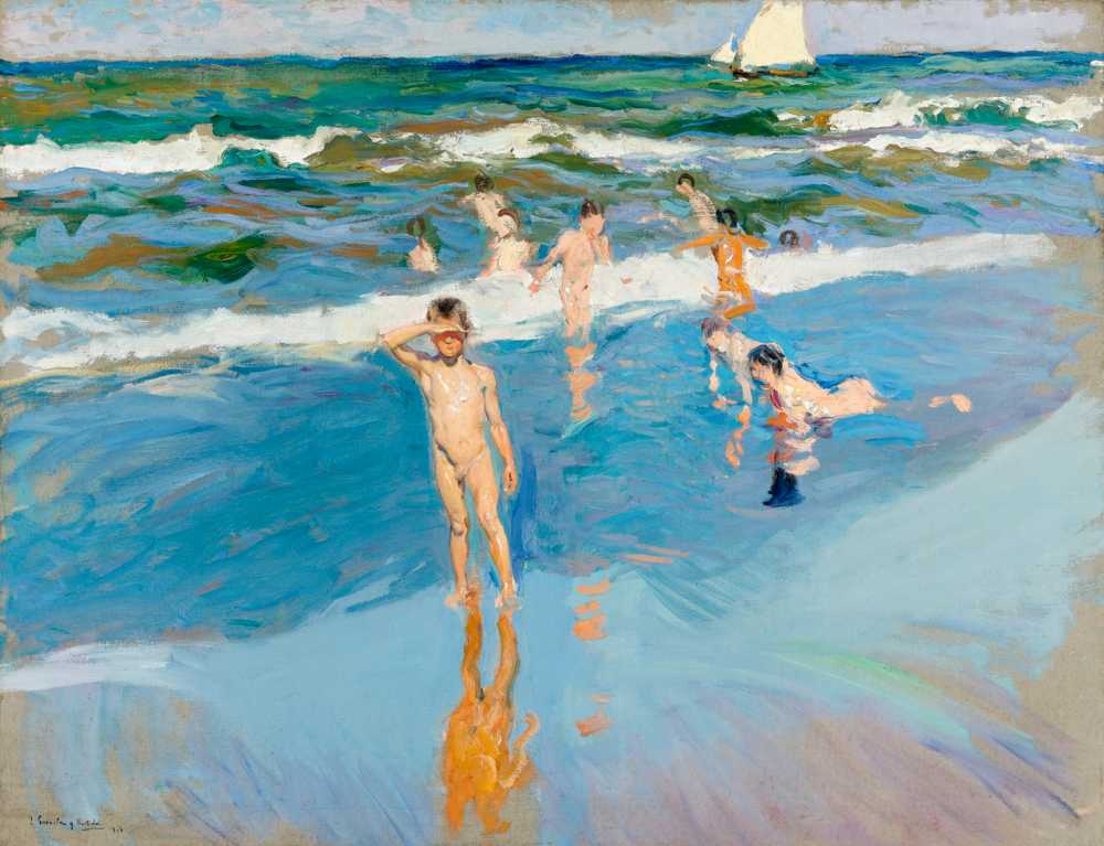 Children In The Sea, Valencia Beach (1908) - Joaquin Sorolla y Bastida