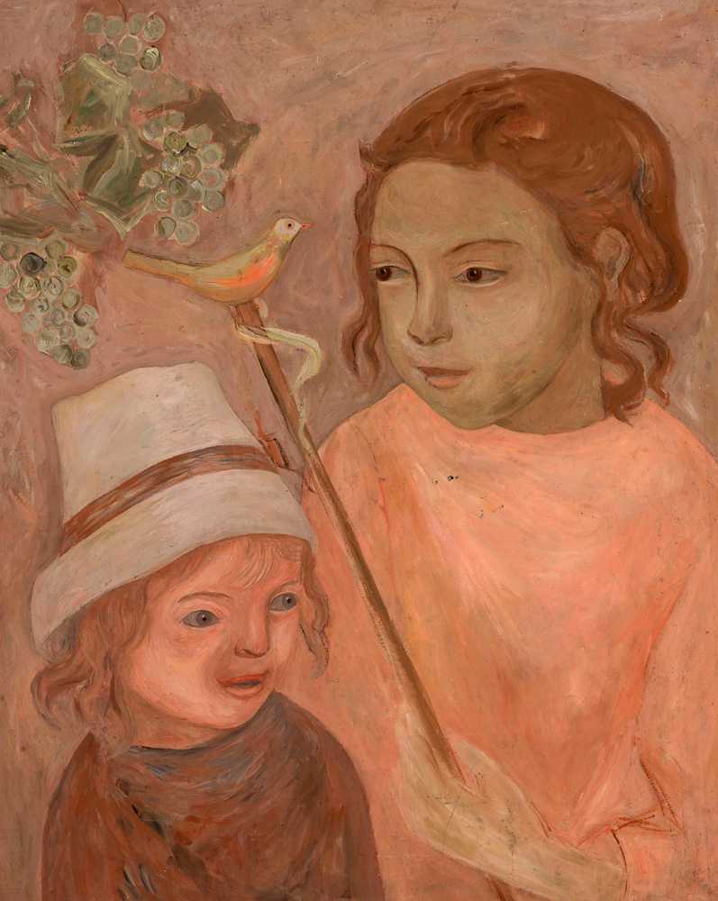 Children with a bird on a stick (1922) - Tadeusz Makowski
