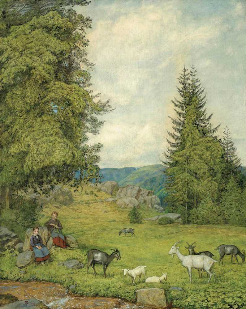 Children With Goat Herd (1916) - Hans Thoma