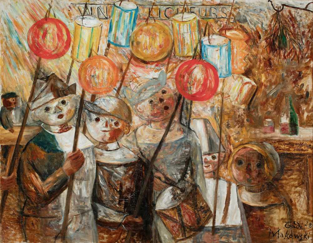 Children with torches (The torchlight procession) (1928) - Tadeusz Makowski