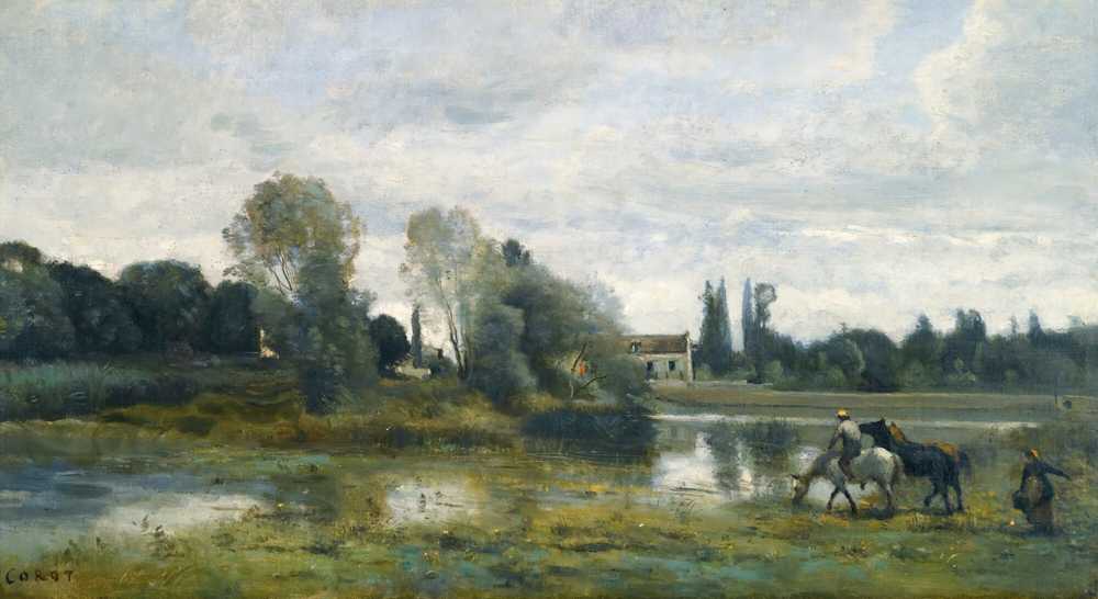 City of Avray; The Horse Watering Place (circa 1860-65) - Corot