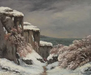 Cliffs By The Sea Under The Snow - Gustave Courbet