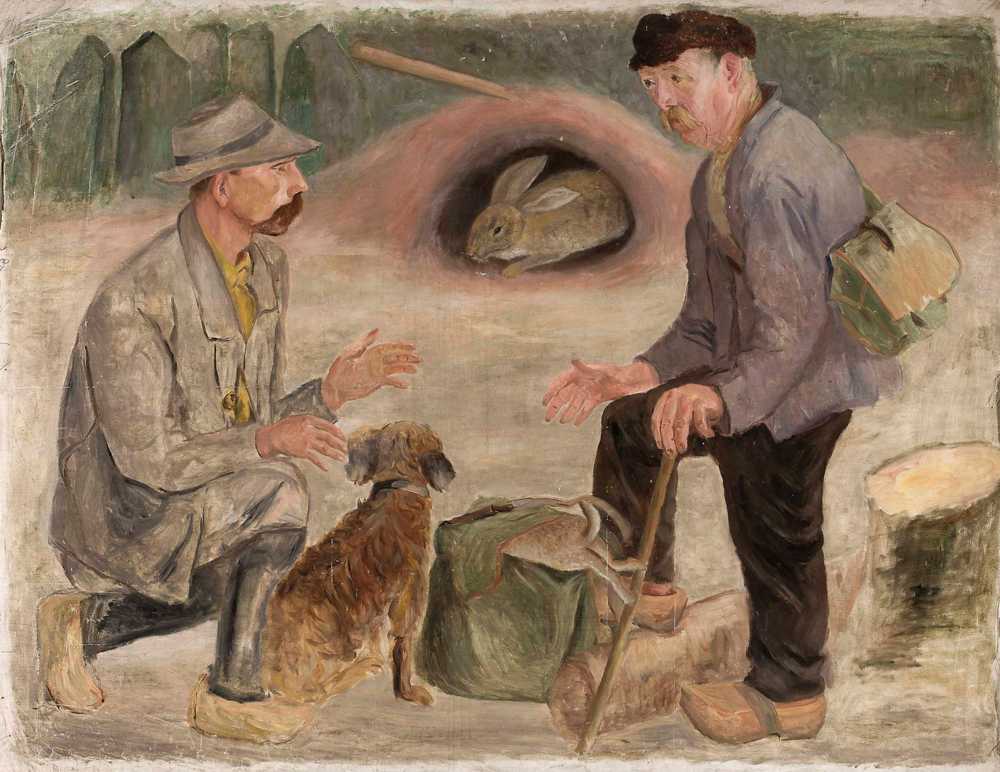 Conversation with a hunter (1925) - Tadeusz Makowski