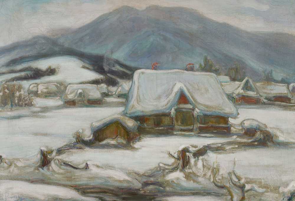 Cottages in the snow (circa 1907) - Władysław Ślewiński