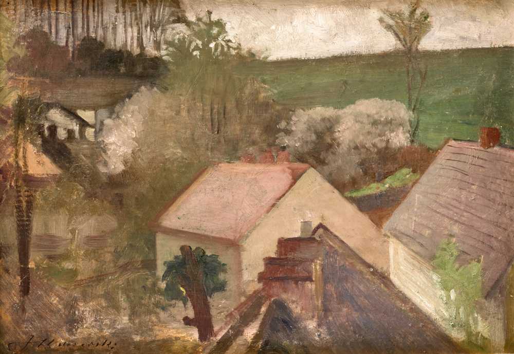 Countryside Landscape with Houses (1904-1908) - Jacek Malczewski