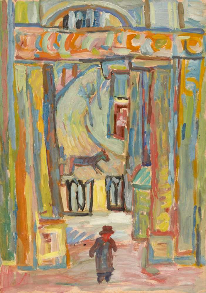 Człowiek na tle wejścia do ogrodu (1934) - Aleksander Sasza Blonder