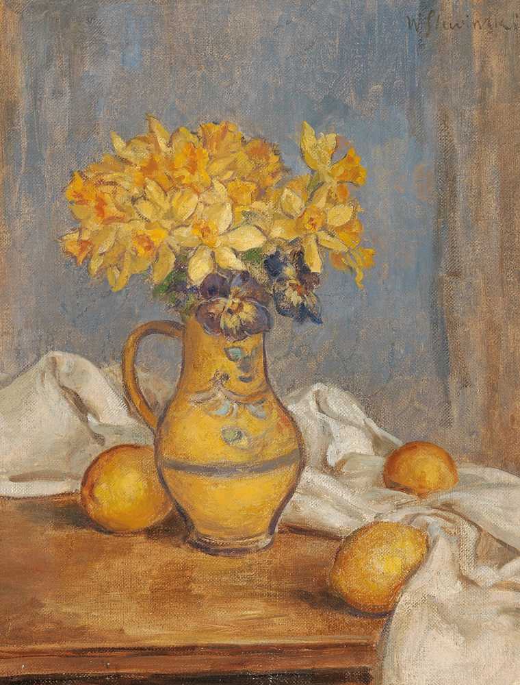 Daffodils in a Vase and Lemons - Władysław Ślewiński