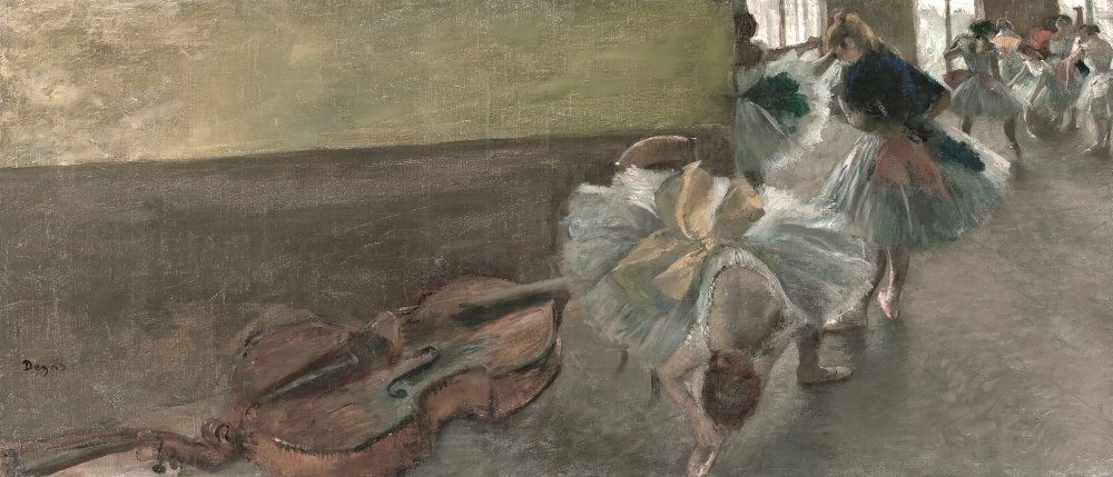 Dancers in the Rehearsal Room with a Double Bass - Edgar Degas