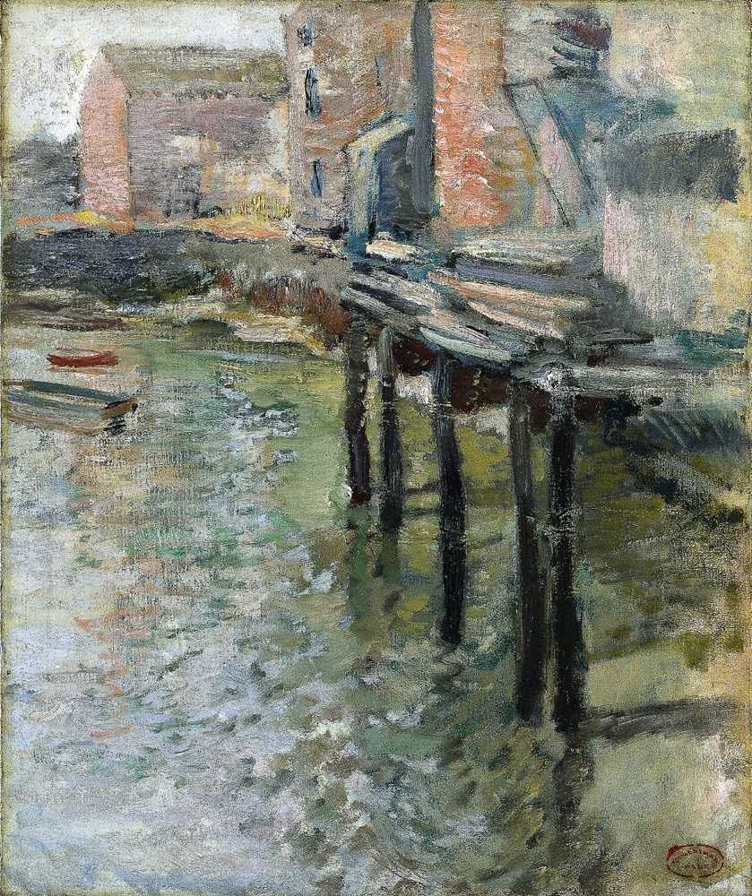 Deserted Wharf (The Old Mill at Cos Cob) (c.1900-1902) - John Henry Twachtman