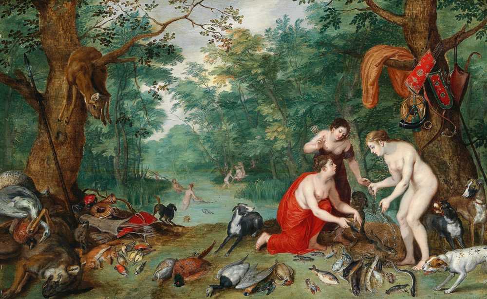 Diana and her nymphs fishing (1620s) - Jan Brueghel Młodszy