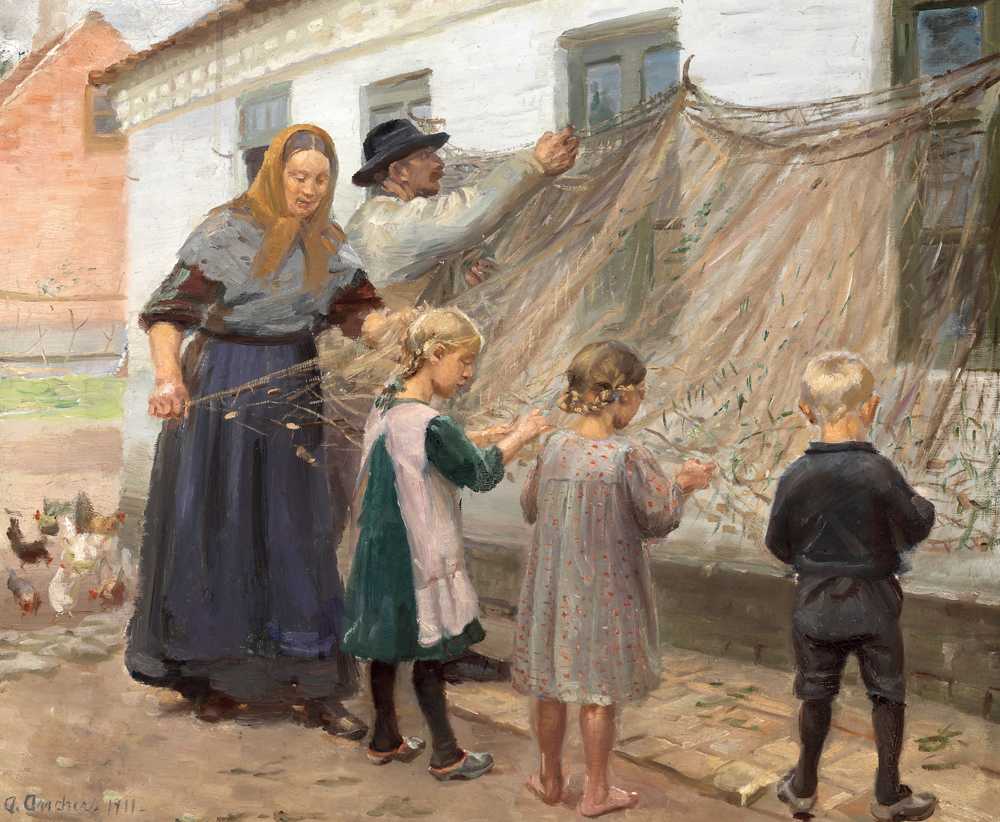 Disentangling the Fishing Net (1911) - Anna Ancher