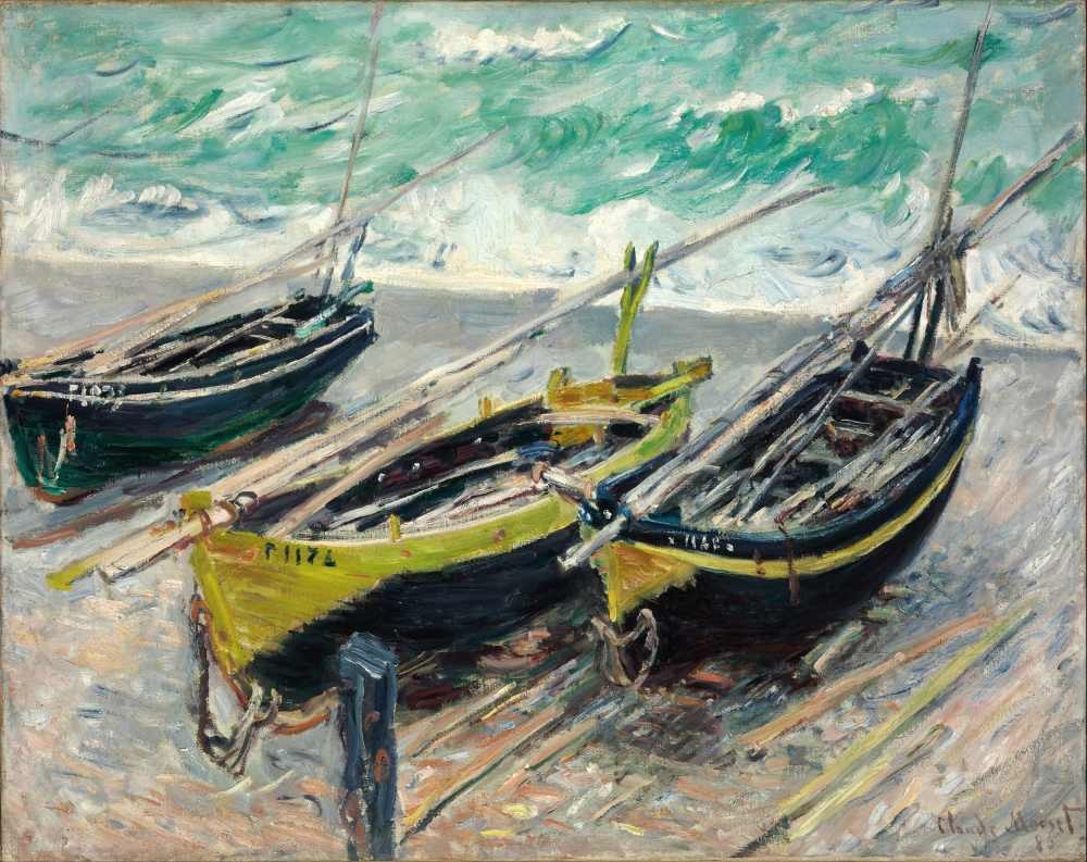 Dock of Etretat (three fishing boats) - Monet