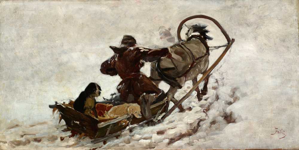 Dogs at a Hunt (circa 1886) - Julian Fałat