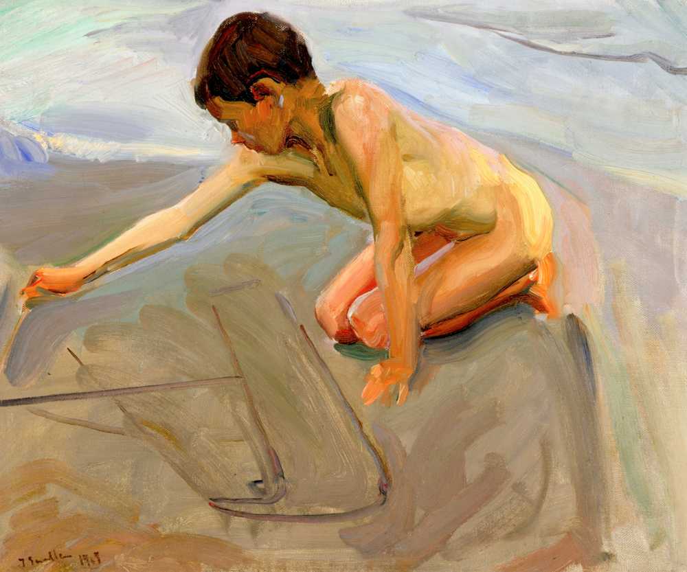 Drawing in the Sand (1911) - Joaquin Sorolla y Bastida