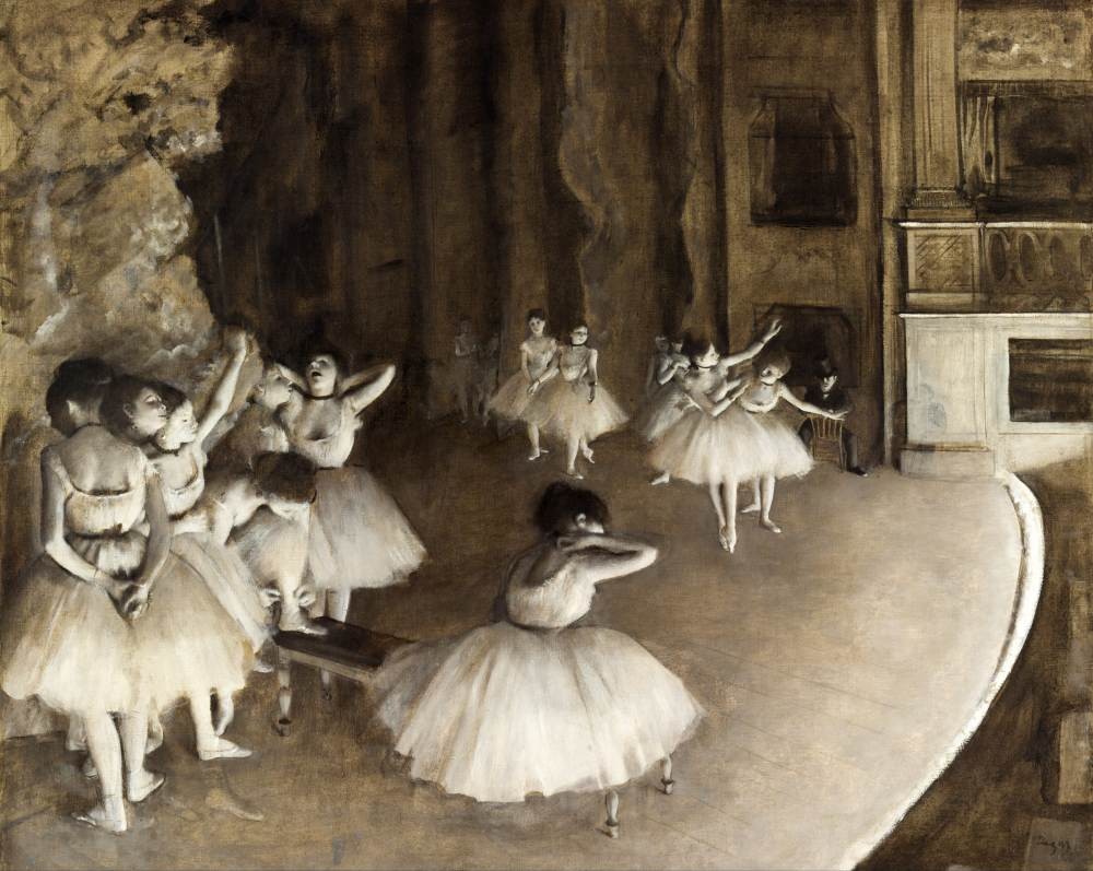 Dress rehearsal of the ballet on the stage - Degas