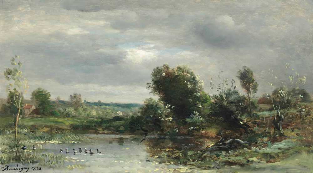Ducklings On A Lake (1873) - Charles-Francois Daubigny