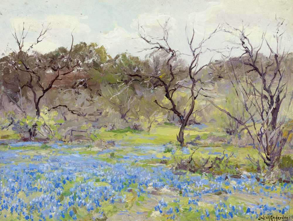 Early Spring-Bluebonnets and Mesquite (1919) - Julian Onderdonk