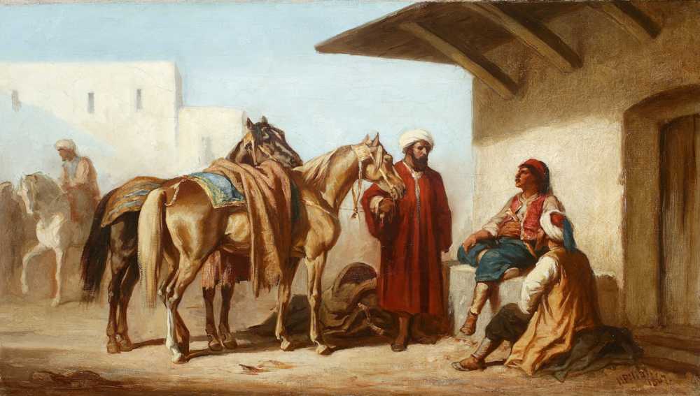 Eastern scene - Selling horses (1867) - Henryk Pillati