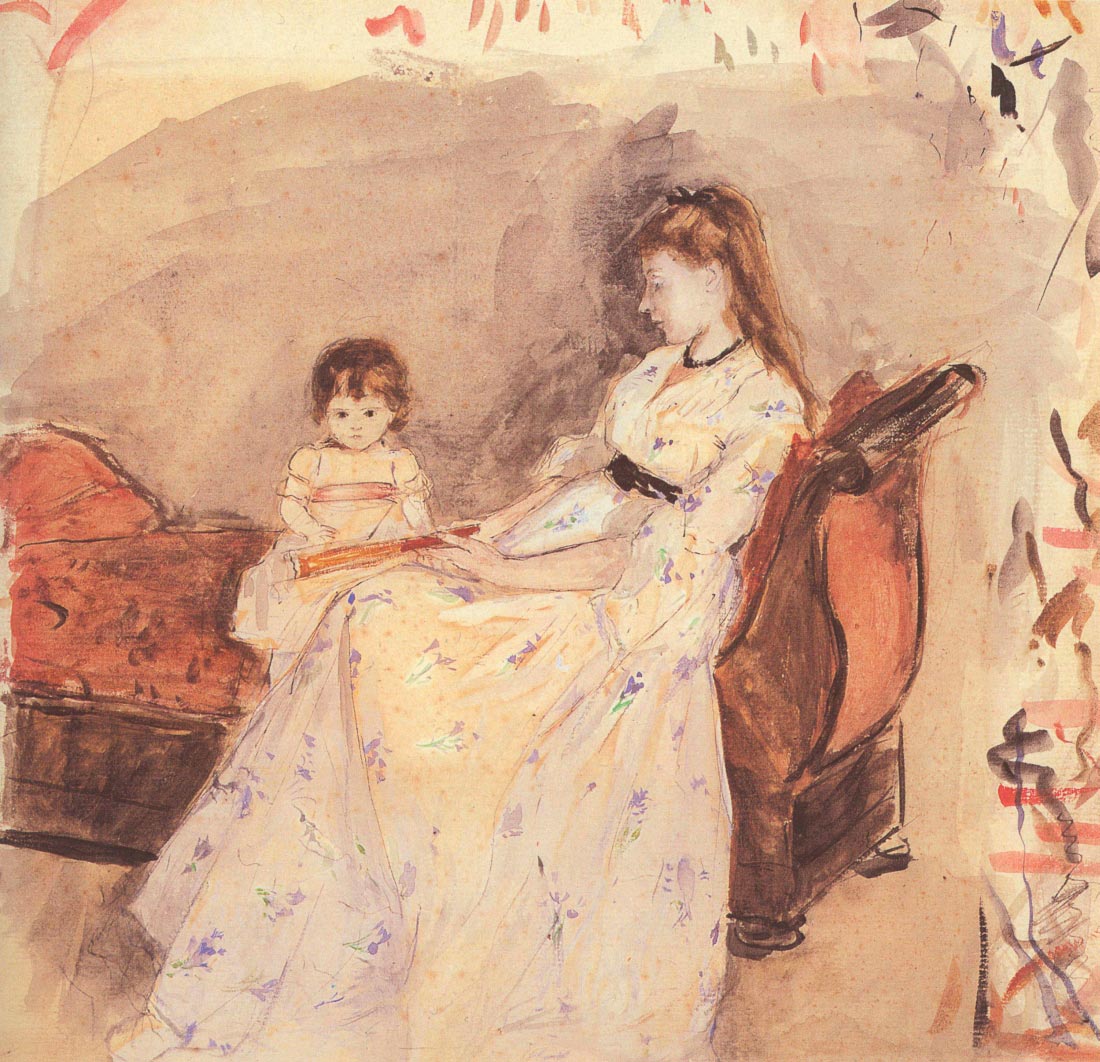 Edma, the sister of the artist with her daughter - Morisot