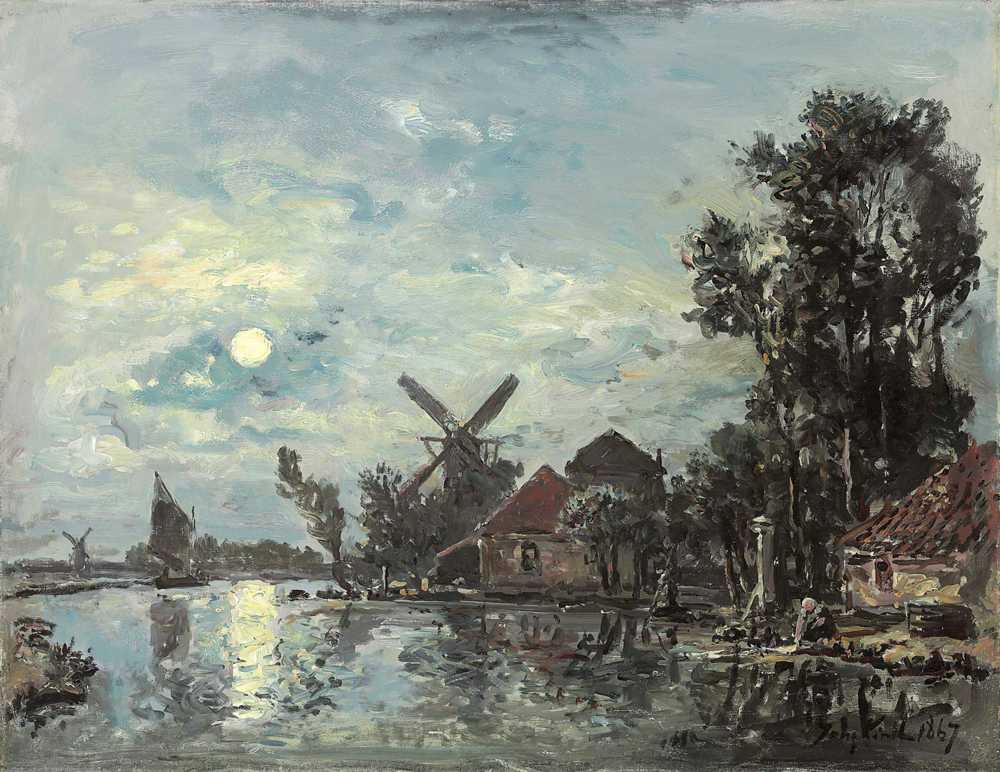 Effect Of Moon On The Estuary, Holland (1867) - Johan Barthold Jongkind