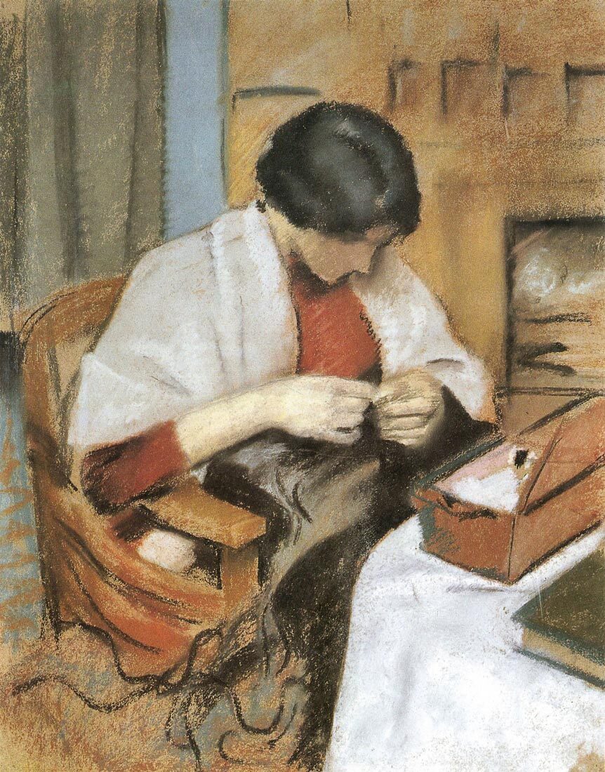 Elisabeth Gerhardt, stitching - August Macke