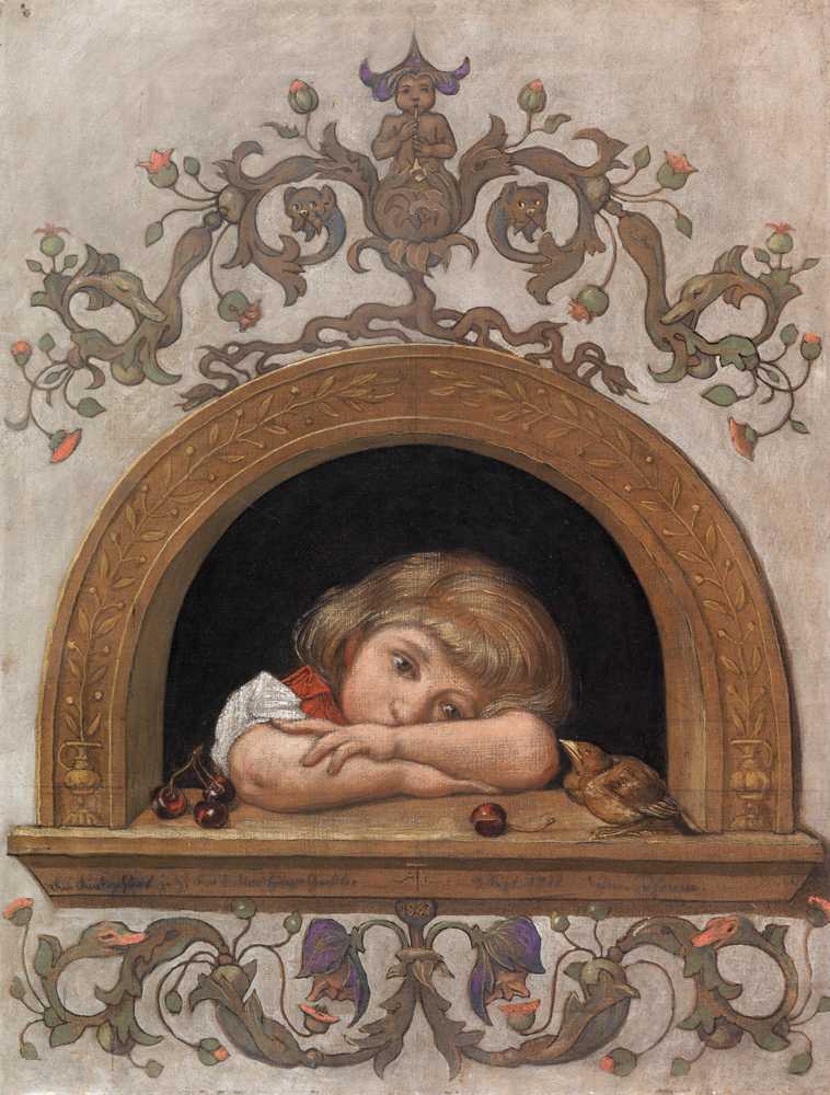 Ella at the semicircular window (1887) - Hans Thoma