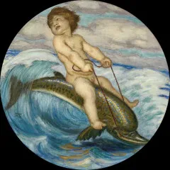 Erote riding a dolphin (around 1912) - Franz von Stuck